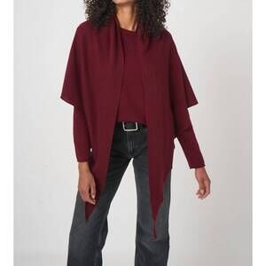 NEW REPEAT CASHMERE organic cashmere fine knit triangle scarf in bordeaux